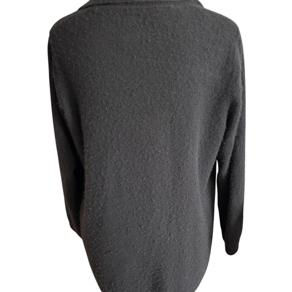 Chico's 100% Cashmere Open Front Cardigan Sweater Black 2/L Tiny Flaws - Picture 3 of 8